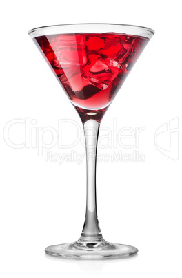 Cherry cocktail with ice cubes