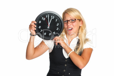 Blonde Frau mit Uhr