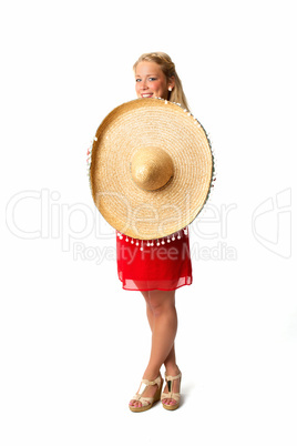 Blonde Frau mit  Sombrero