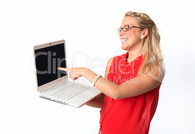 Blonde Frau mit  Laptop