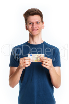Junger Mann mit Geldschein