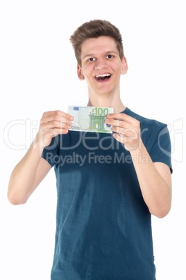 Junger Mann mit Geldschein