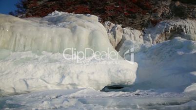 Ice coastline of Baikal lake