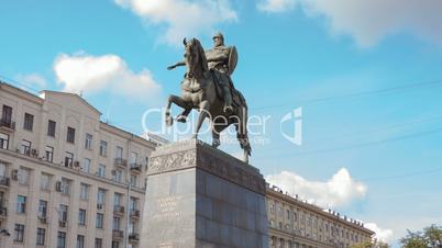 Monument to Yuri Dolgorukiy in Moscow city hyperlapse