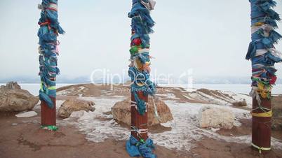 Shaman pillar on Baikal coastline