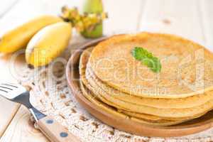 Banana pancake on dining table