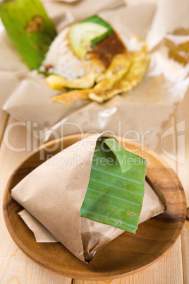 Nasi lemak traditional Malaysian breakfast