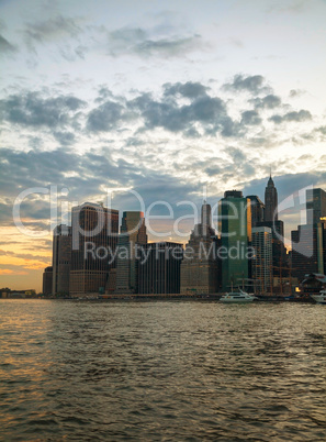 new york city skyscrapers in the evening