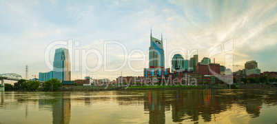 downtown nashville cityscape in the evening