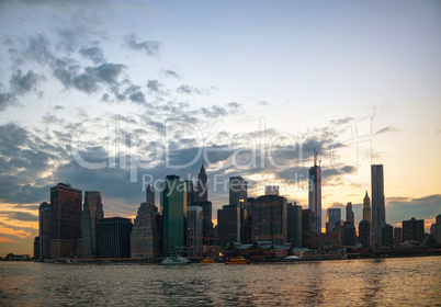new york city cityscape at sunset