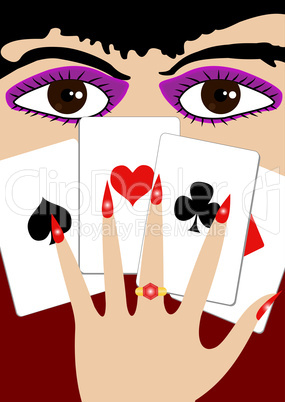 The girl with playing cards