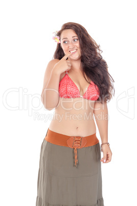 Portrait of a beautiful young woman in beach dress