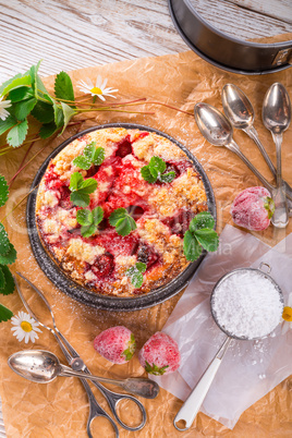 strawberry buttermilk cake with pistachios