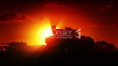 Military Tanks at sunrise