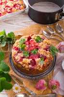 strawberry buttermilk cake with pistachios