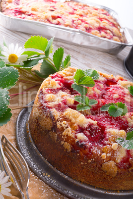 strawberry buttermilk cake with pistachios