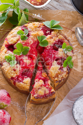 strawberry buttermilk cake with pistachios