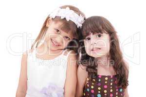 Friends - Two Adorable little girls isolated on white background