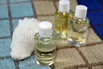 Conch sea and natural oils on bath towel