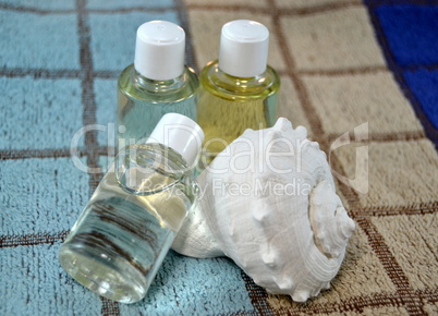 Conch sea and natural oils on bath towel