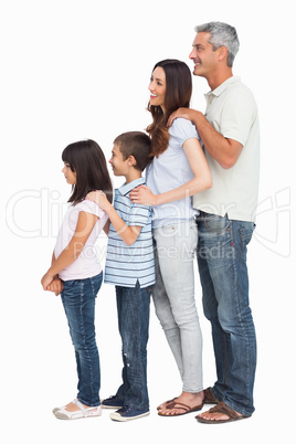 Portrait of a family in single file