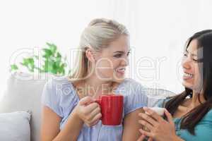 Blonde woman chatting with her friend