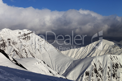 sunny mountains in evening