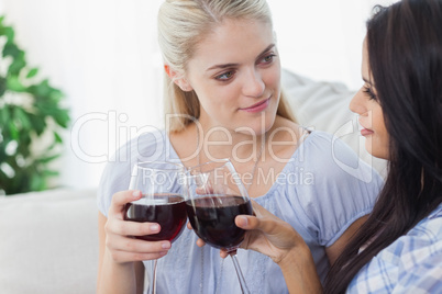 Friends toasting with red wine