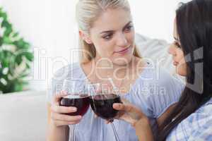 Friends toasting with red wine