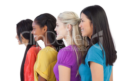 Diverse young women looking in the same direction