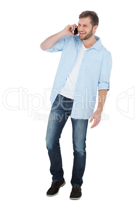 Cheerful model on the phone