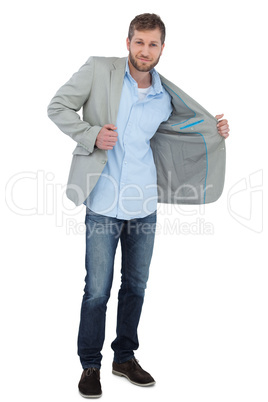 Trendy model posing in blazer