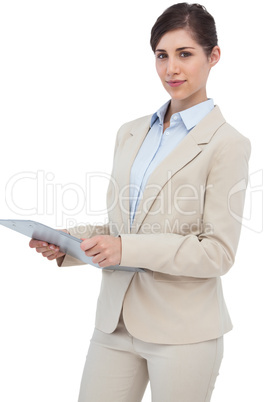Businesswoman with clipboard