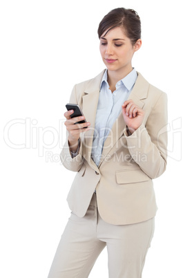Thoughtful businesswoman on the phone