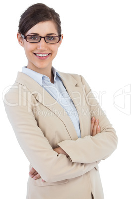 Smiling businesswoman wearing glasses