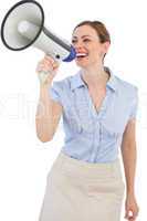 Businesswoman using megaphone