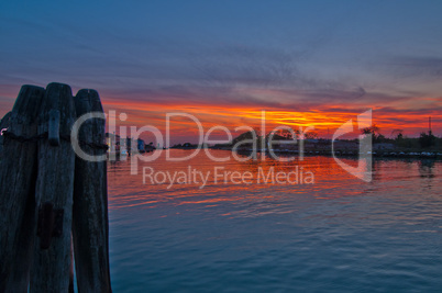 Italy Venice Burano island sunset