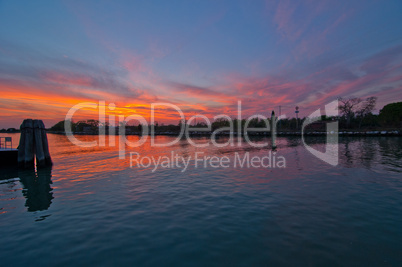 Italy Venice Burano island sunset