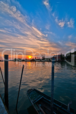 Italy Venice Burano island sunset