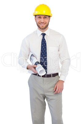 Cheerful young architect posing