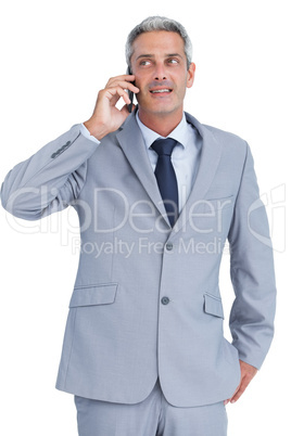 Businessman answering phone
