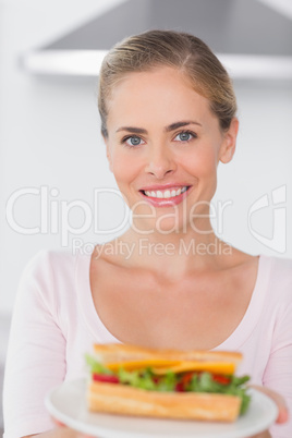 Pretty blonde with sandwich