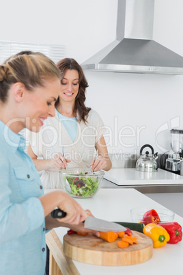 Cheerful women cooking together