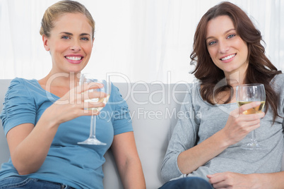 Women holding wine glasses