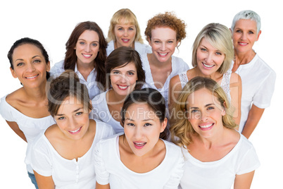 Cheerful female models smiling at camera