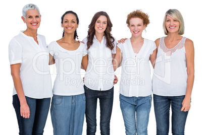 Cheerful casual models posing together