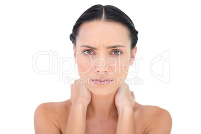 Natural model with a painful neck