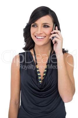 Elegant brown haired model on the phone
