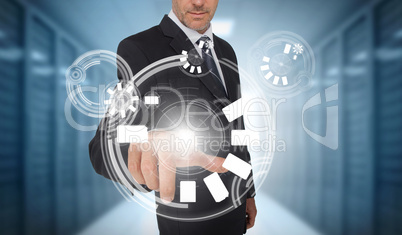 Businessman using circle interface