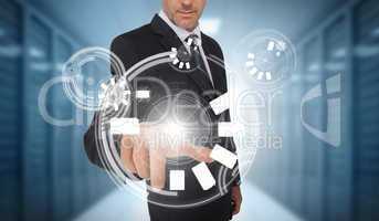 Businessman using circle interface